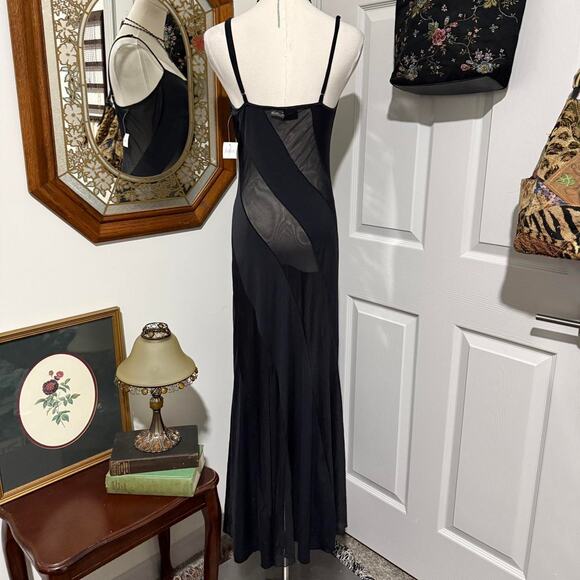 VTG Y2K Frederick's of Hollywood Black Soft Knit Sheer Mesh Maxi Lingerie Slip - Picture 4 of 7